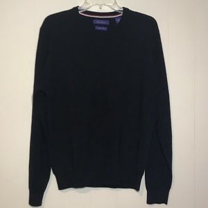 Alan Flusser Black Merino Wool Sweater